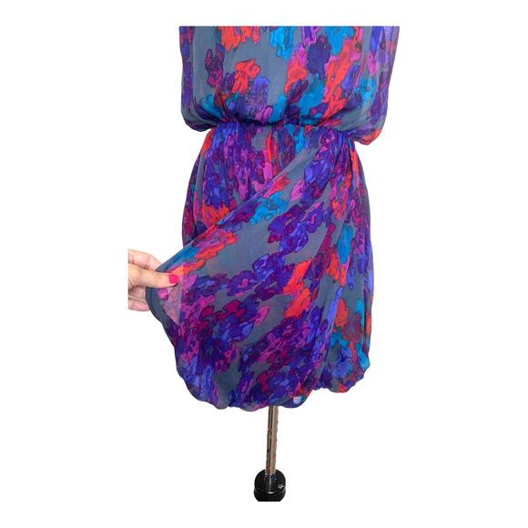 Tibi silk blue abstract print draped sleeveless dress size 2 - Picture 11 of 11